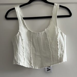 White Denim Corset Top